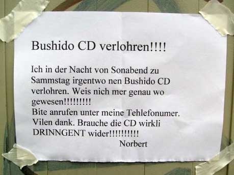 Bushido CD verloren