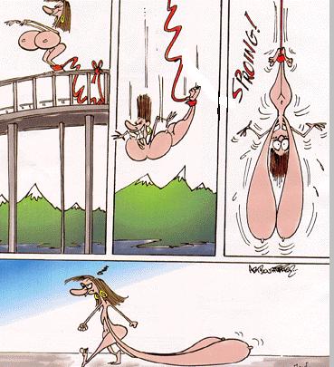 Bungee Jumping vollbusig - Cartoon